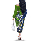 Personalised Cowboys And Raiders Rugby Family Matching Off The Shoulder Long Sleeve Dress and Hawaiian Shirt Sporty Version