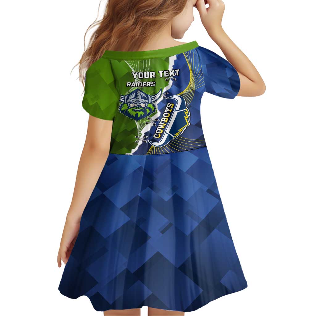 Personalised Cowboys And Raiders Rugby Family Matching Off Shoulder Maxi Dress and Hawaiian Shirt Sporty Version