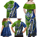 Personalised Cowboys And Raiders Rugby Family Matching Off Shoulder Maxi Dress and Hawaiian Shirt Sporty Version
