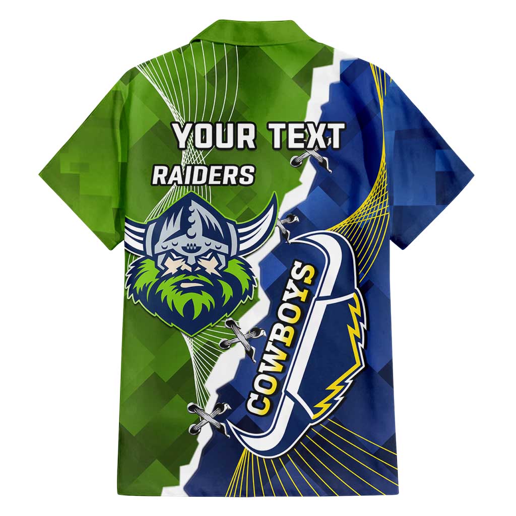 Personalised Cowboys And Raiders Rugby Family Matching Off Shoulder Maxi Dress and Hawaiian Shirt Sporty Version