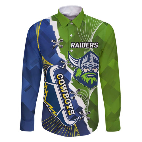Personalised Cowboys And Raiders Rugby Family Matching Off Shoulder Maxi Dress and Hawaiian Shirt Sporty Version
