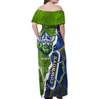 Personalised Cowboys And Raiders Rugby Family Matching Off Shoulder Maxi Dress and Hawaiian Shirt Sporty Version