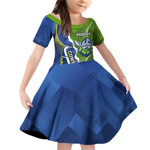 Personalised Cowboys And Raiders Rugby Family Matching Off Shoulder Short Dress and Hawaiian Shirt Sporty Version