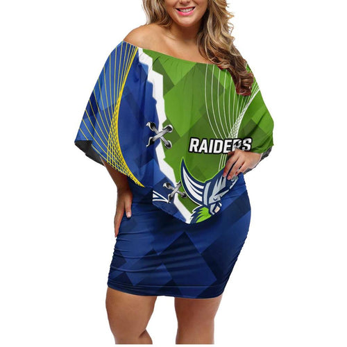 Personalised Cowboys And Raiders Rugby Family Matching Off Shoulder Short Dress and Hawaiian Shirt Sporty Version