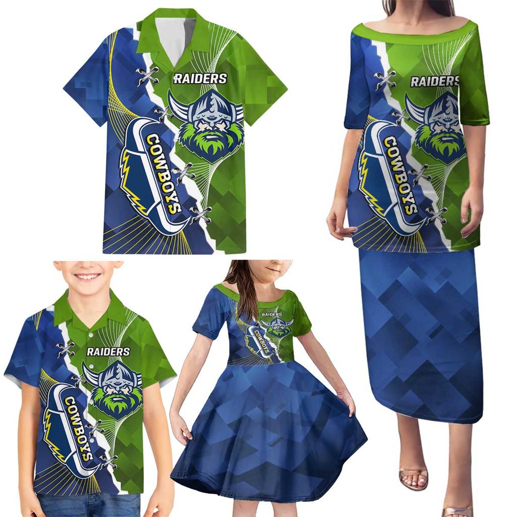 Personalised Cowboys And Raiders Rugby Family Matching Puletasi and Hawaiian Shirt Sporty Version