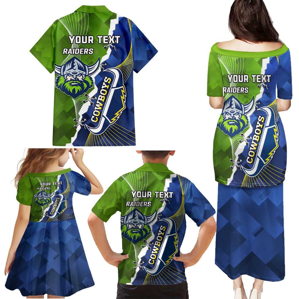 Personalised Cowboys And Raiders Rugby Family Matching Puletasi and Hawaiian Shirt Sporty Version