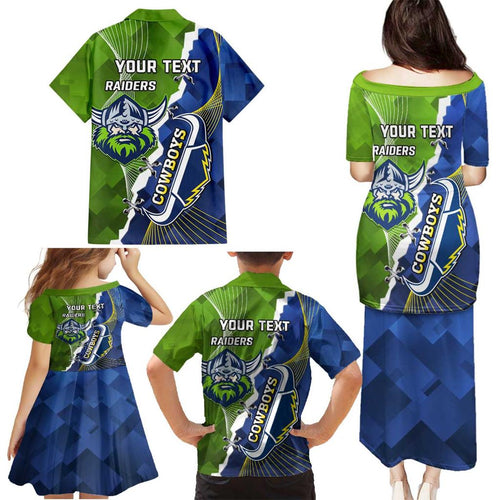 Personalised Cowboys And Raiders Rugby Family Matching Puletasi and Hawaiian Shirt Sporty Version