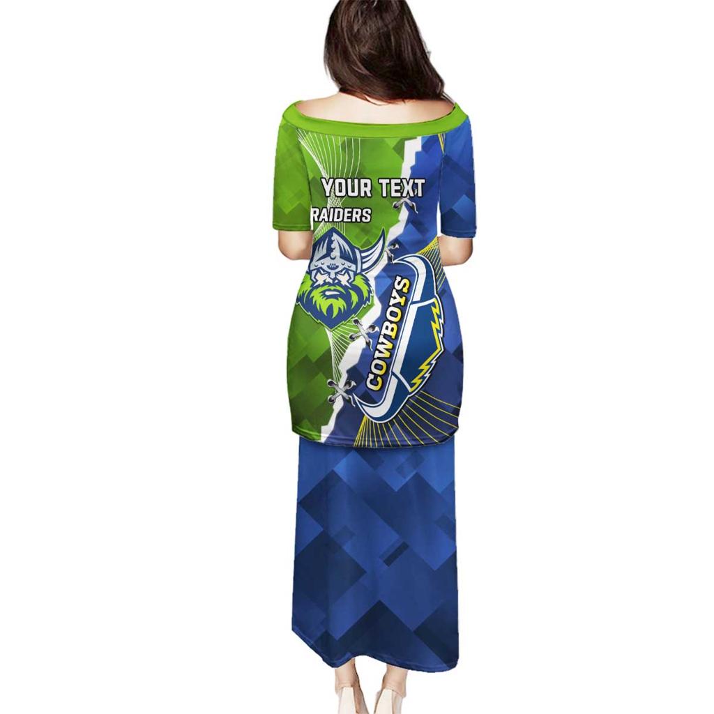 Personalised Cowboys And Raiders Rugby Family Matching Puletasi and Hawaiian Shirt Sporty Version