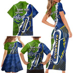 Personalised Cowboys And Raiders Rugby Family Matching Short Sleeve Bodycon Dress and Hawaiian Shirt Sporty Version