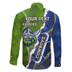 Personalised Cowboys And Raiders Rugby Family Matching Short Sleeve Bodycon Dress and Hawaiian Shirt Sporty Version