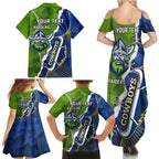 Personalised Cowboys And Raiders Rugby Family Matching Summer Maxi Dress and Hawaiian Shirt Sporty Version