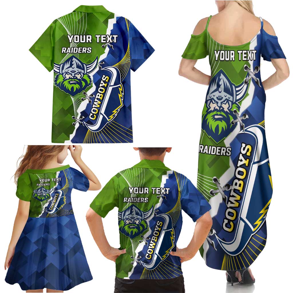 Personalised Cowboys And Raiders Rugby Family Matching Summer Maxi Dress and Hawaiian Shirt Sporty Version