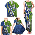 Personalised Cowboys And Raiders Rugby Family Matching Tank Maxi Dress and Hawaiian Shirt Sporty Version