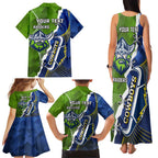 Personalised Cowboys And Raiders Rugby Family Matching Tank Maxi Dress and Hawaiian Shirt Sporty Version