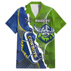 Personalised Cowboys And Raiders Rugby Family Matching Tank Maxi Dress and Hawaiian Shirt Sporty Version