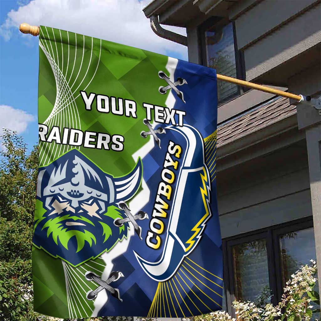Personalised Cowboys And Raiders Rugby Garden Flag Sporty Version