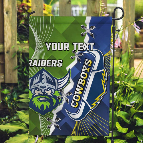 Personalised Cowboys And Raiders Rugby Garden Flag Sporty Version