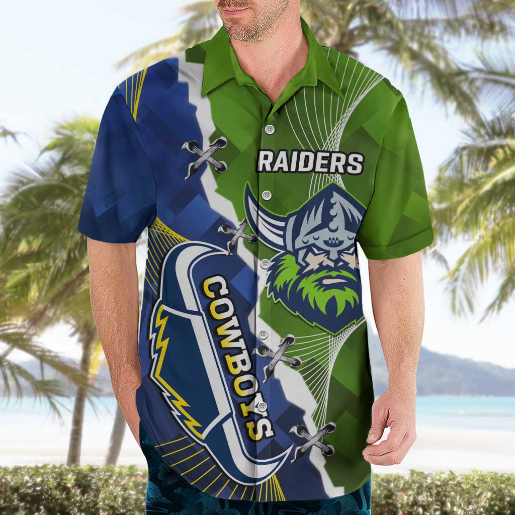 Personalised Cowboys And Raiders Rugby Hawaiian Shirt Sporty Version