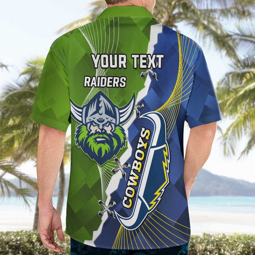 Personalised Cowboys And Raiders Rugby Hawaiian Shirt Sporty Version