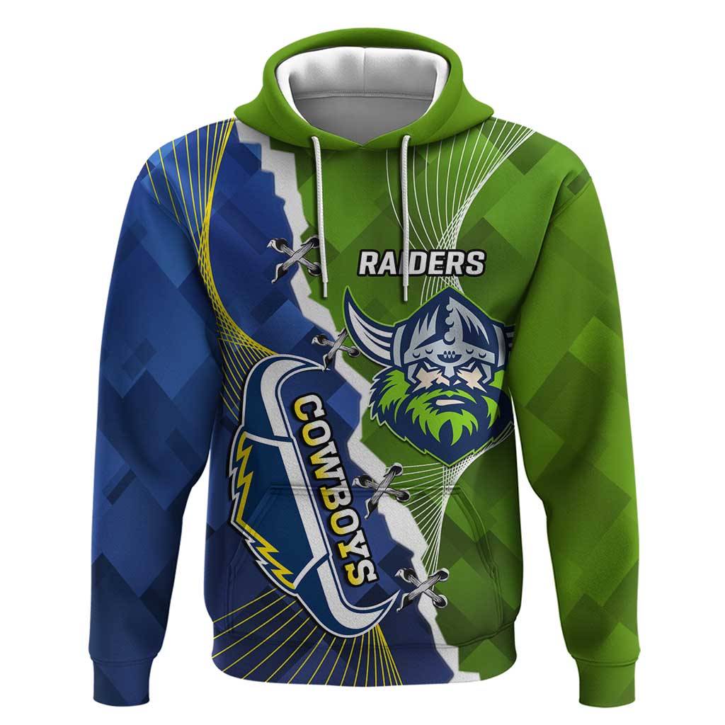 Personalised Cowboys And Raiders Rugby Hoodie Sporty Version