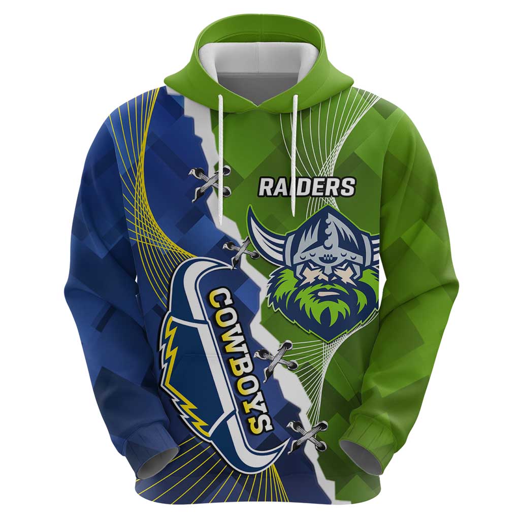 Personalised Cowboys And Raiders Rugby Hoodie Sporty Version