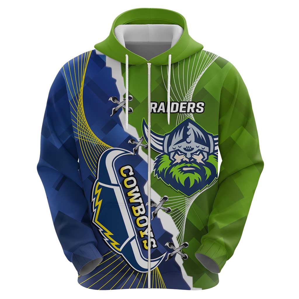 Personalised Cowboys And Raiders Rugby Hoodie Sporty Version
