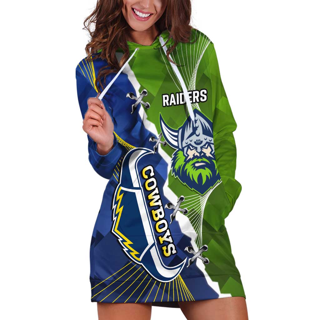 Personalised Cowboys And Raiders Rugby Hoodie Dress Sporty Version
