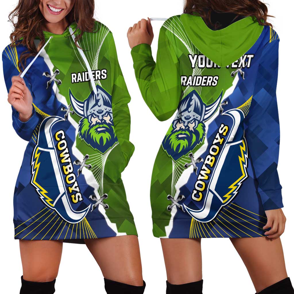Personalised Cowboys And Raiders Rugby Hoodie Dress Sporty Version