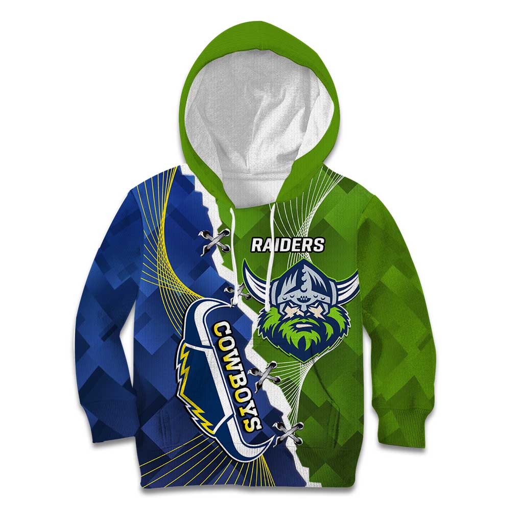 Personalised Cowboys And Raiders Rugby Kid Hoodie Sporty Version