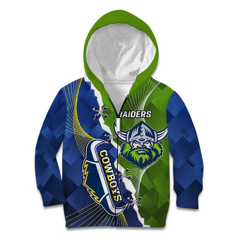 Personalised Cowboys And Raiders Rugby Kid Hoodie Sporty Version