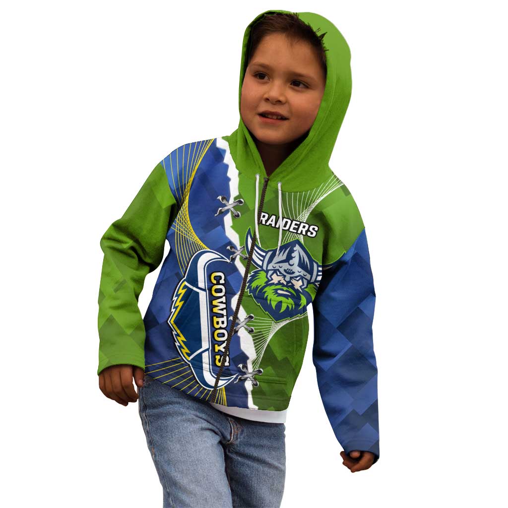 Personalised Cowboys And Raiders Rugby Kid Hoodie Sporty Version