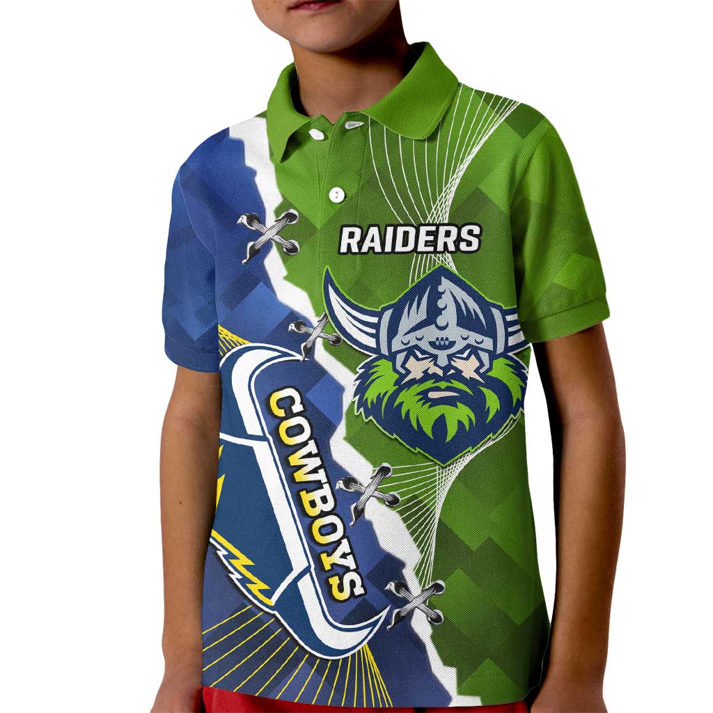 Personalised Cowboys And Raiders Rugby Kid Polo Shirt Sporty Version