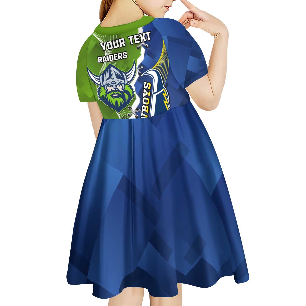 Personalised Cowboys And Raiders Rugby Kid Short Sleeve Dress Sporty Version