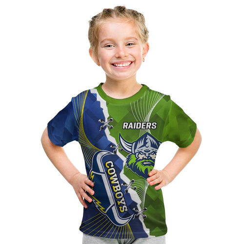 Personalised Cowboys And Raiders Rugby Kid T Shirt Sporty Version