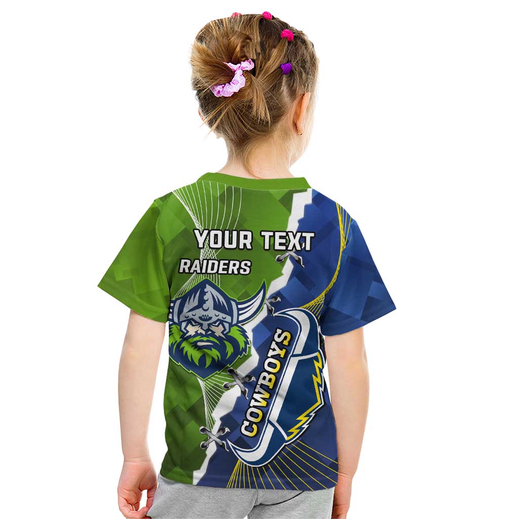 Personalised Cowboys And Raiders Rugby Kid T Shirt Sporty Version