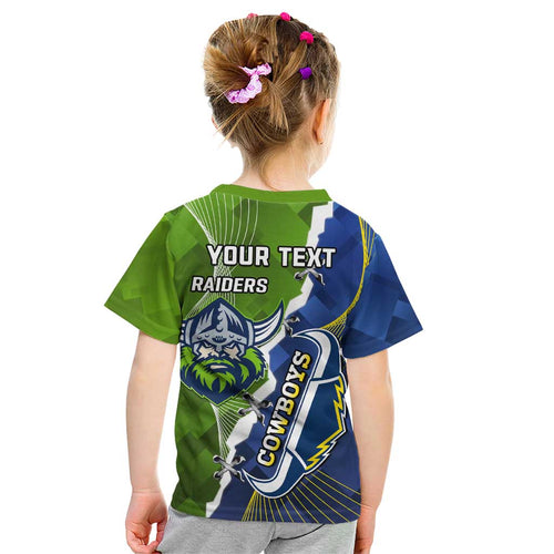 Personalised Cowboys And Raiders Rugby Kid T Shirt Sporty Version