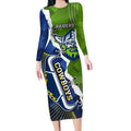 Personalised Cowboys And Raiders Rugby Long Sleeve Bodycon Dress Sporty Version