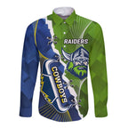 Personalised Cowboys And Raiders Rugby Long Sleeve Button Shirt Sporty Version