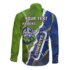 Personalised Cowboys And Raiders Rugby Long Sleeve Button Shirt Sporty Version