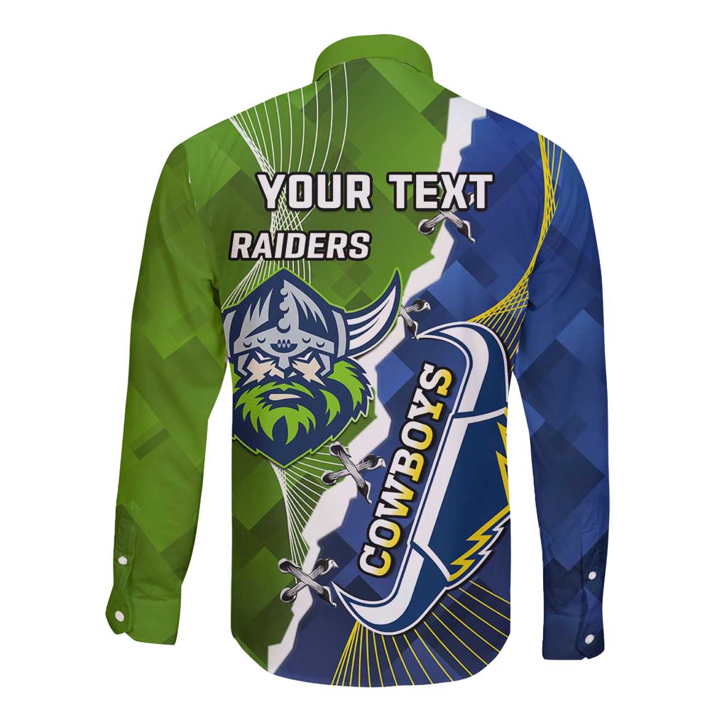 Personalised Cowboys And Raiders Rugby Long Sleeve Button Shirt Sporty Version