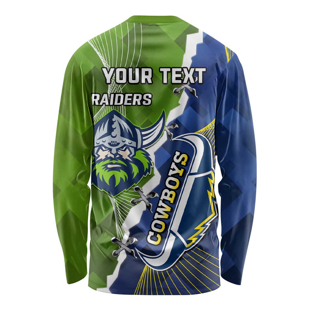Personalised Cowboys And Raiders Rugby Long Sleeve Shirt Sporty Version