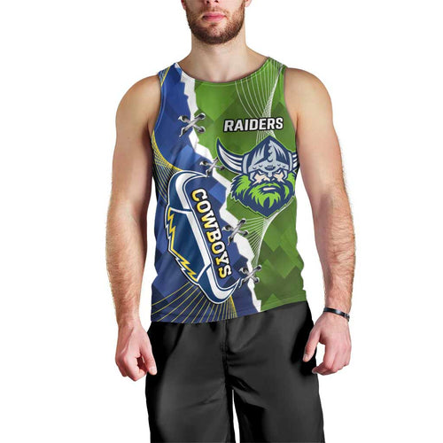Personalised Cowboys And Raiders Rugby Men Tank Top Sporty Version