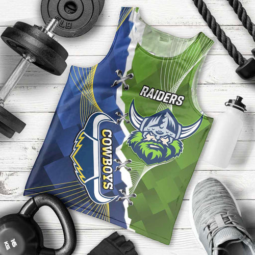 Personalised Cowboys And Raiders Rugby Men Tank Top Sporty Version