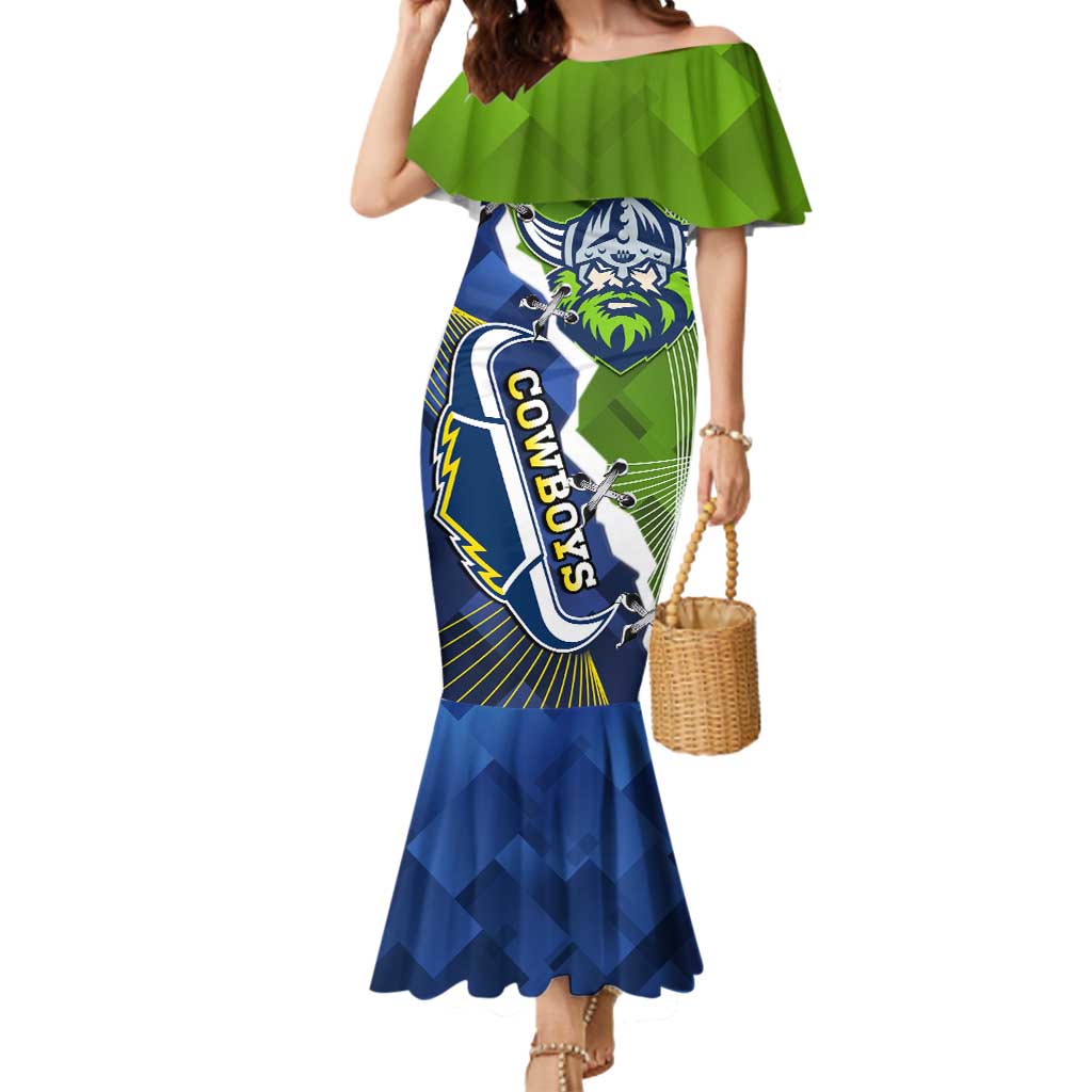 Personalised Cowboys And Raiders Rugby Mermaid Dress Sporty Version