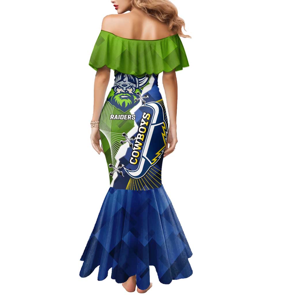 Personalised Cowboys And Raiders Rugby Mermaid Dress Sporty Version