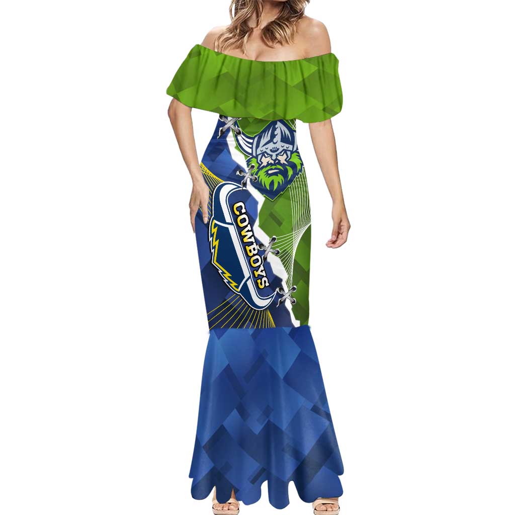 Personalised Cowboys And Raiders Rugby Mermaid Dress Sporty Version