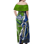 Personalised Cowboys And Raiders Rugby Off Shoulder Maxi Dress Sporty Version