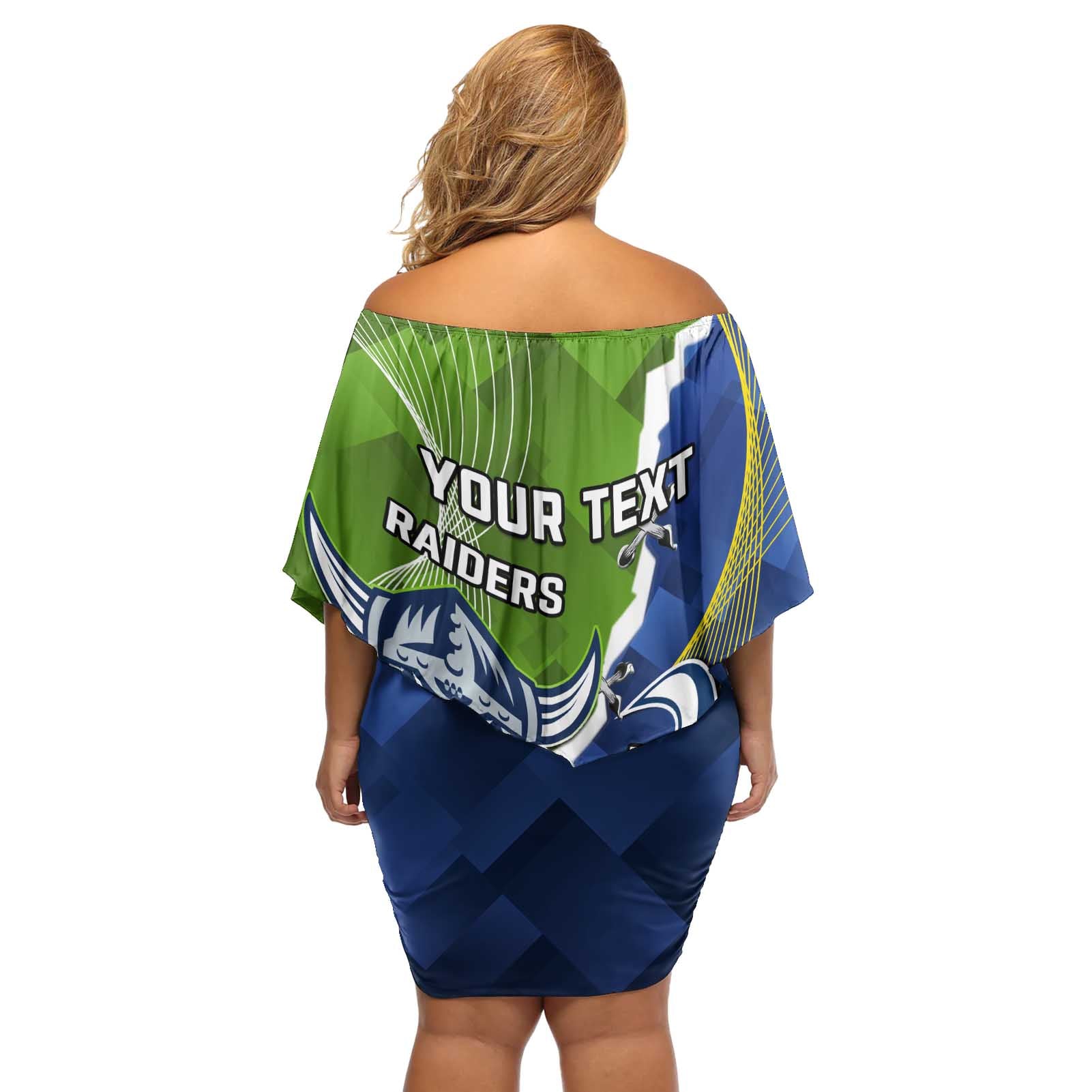 Personalised Cowboys And Raiders Rugby Off Shoulder Short Dress Sporty Version