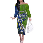 Personalised Cowboys And Raiders Rugby Off The Shoulder Long Sleeve Dress Sporty Version
