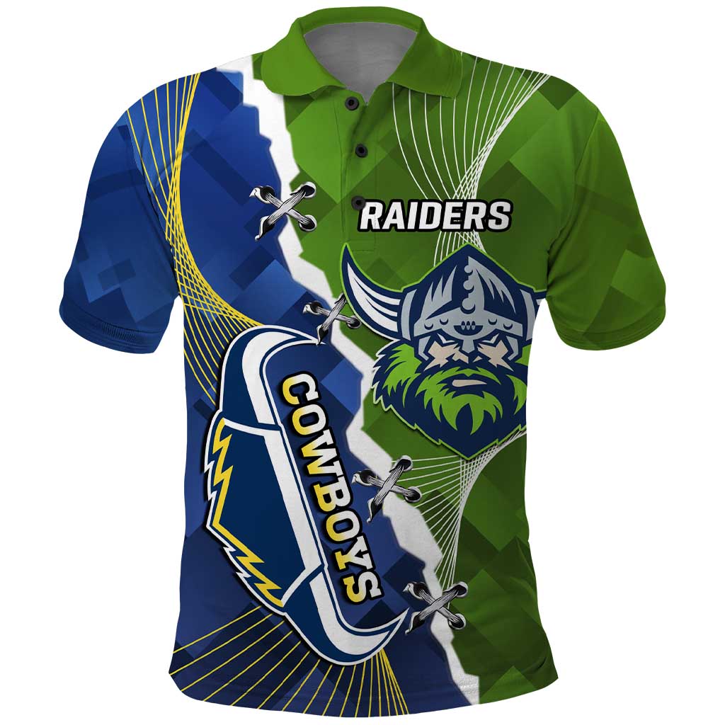 Personalised Cowboys And Raiders Rugby Polo Shirt Sporty Version